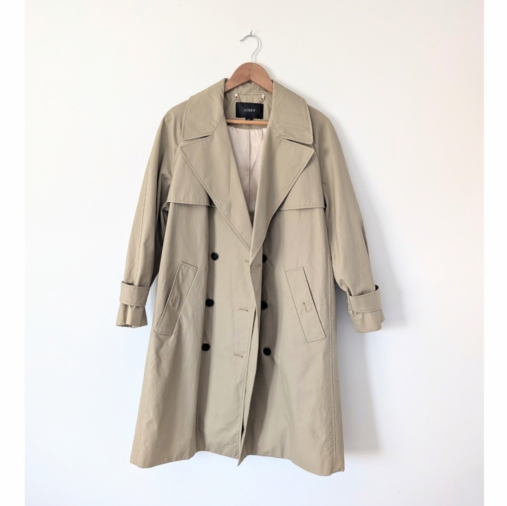 J. Crew Relaxed Oversized Tan Trench Coat - Picture 3 of 13